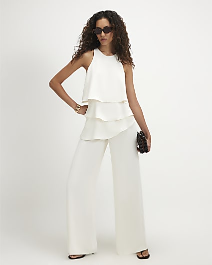 White Overlay Jumpsuit