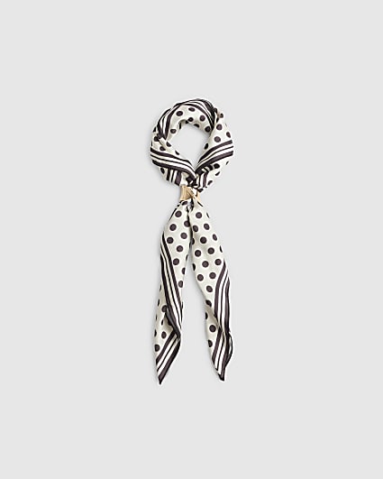 Cream Spot Satin Scarf