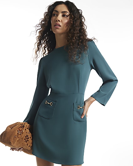 Blue Snaffle Crepe Mini Dress