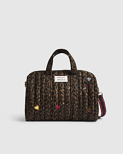 Brown Leopard Print Soft Padded Holdall Bag