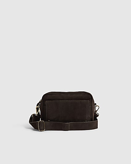 Brown Suede Crossbody Flap Pocket Bag