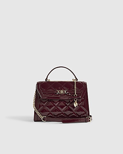 Burgundy Quilted Medium Charm Tote Bag
