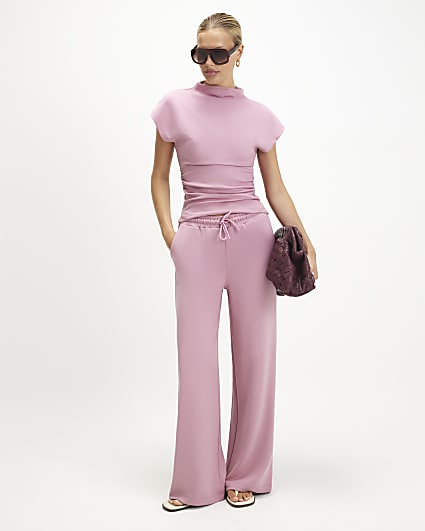 Pink Premium Wide Leg Trousers