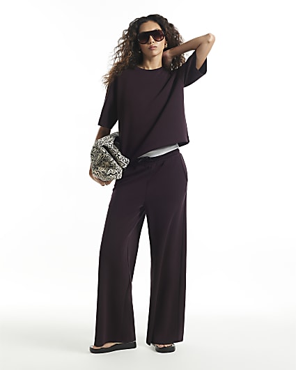 Burgundy Premium Wide Leg Joggers