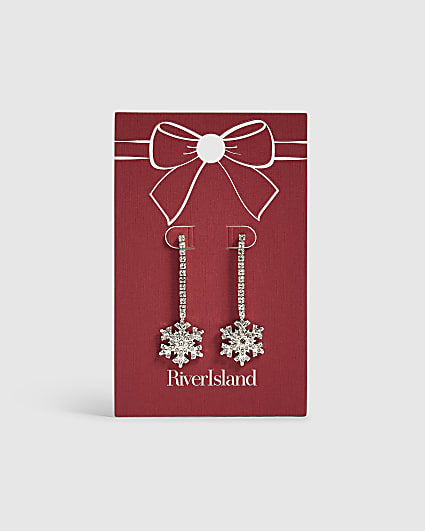 Silver Snowflake Drop Earrings