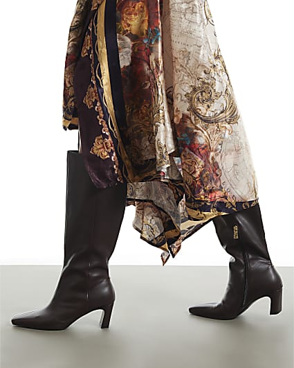 Burgundy Faux Leather Chisel Toe Boots
