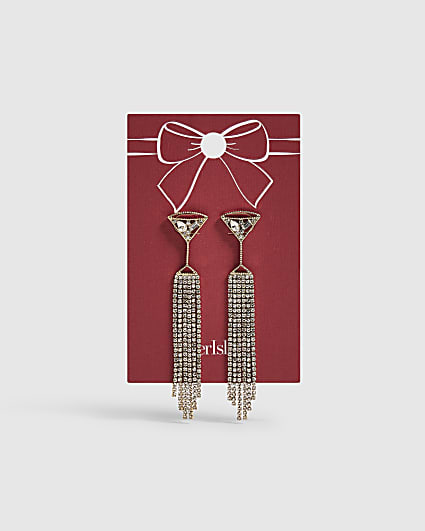 Gold Martini Tassel Earrings