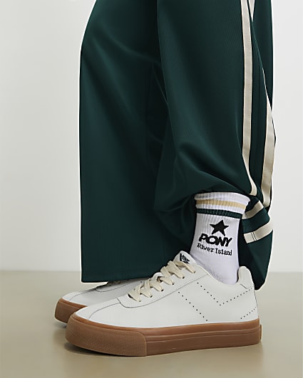 White Pony Suede Gum Sole Lace Up Trainers