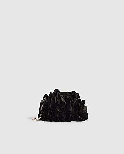 Black 3D Ruffle Clutch Bag