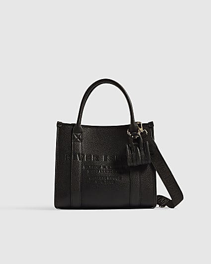 Black Embroidered Medium Tote Bag