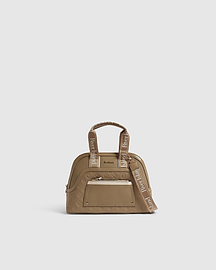 Beige Webbing Handle Kettle Tote Bag