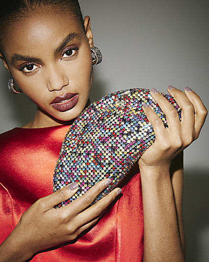 Pink Rainbow Gem Slouch Clutch Bag