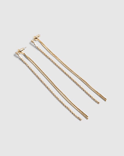 Gold Strand Front And Back Earrings