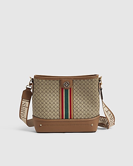 Beige Monogram Webbing Front Bucket Bag
