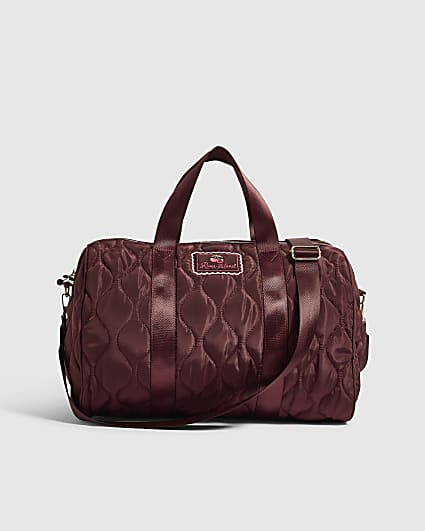 Burgundy Wave Quilt Soft Barrel Bag