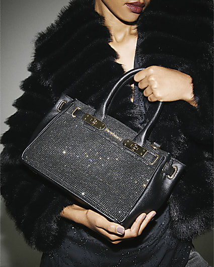 Black Lock Front Hotfix Tote Bag