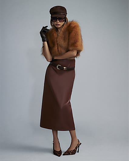 Brown Faux Fur Bolero Jacket