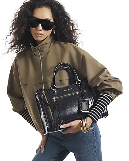 Black Zip Panel Tote Bag