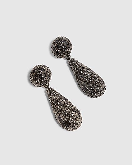 Silver Gunmetal Teardrop Earrings