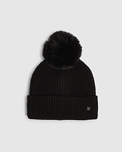 Black Pom Beanie