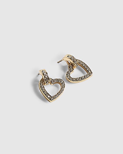 Gold Heart Drop Earrings