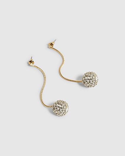 Gold Crystal Bead Drop Earrings