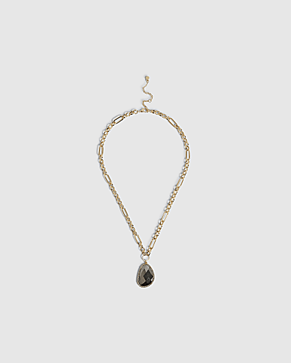 Gold Irregular Stone Pendant Necklace