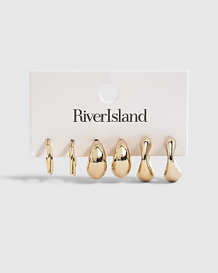 Gold Hoop Earrings Set of 3