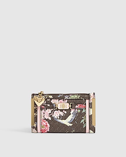 Brown Floral Monogram Mini Purse