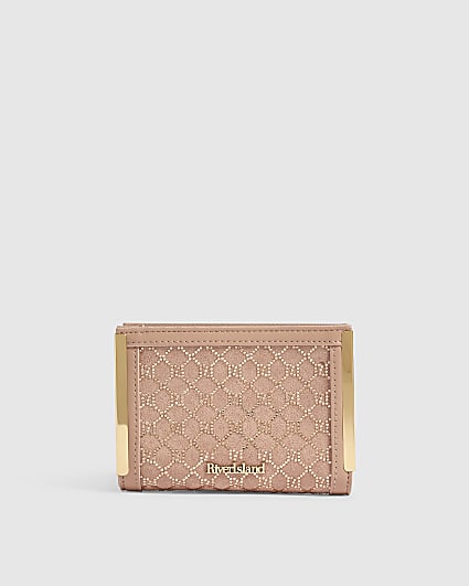 Pink Embellished Monogram Foldout Purse