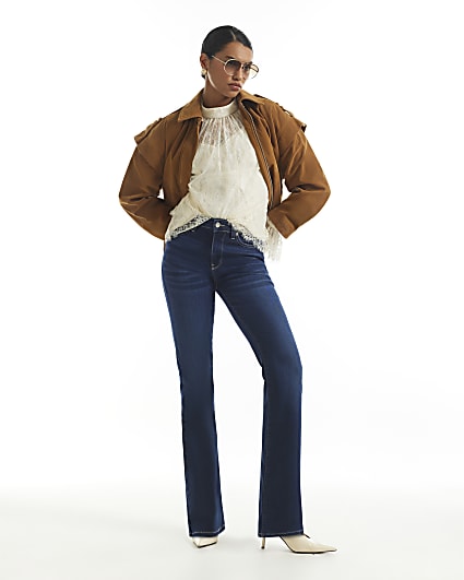 Blue Mid Rise Bootcut Jeans