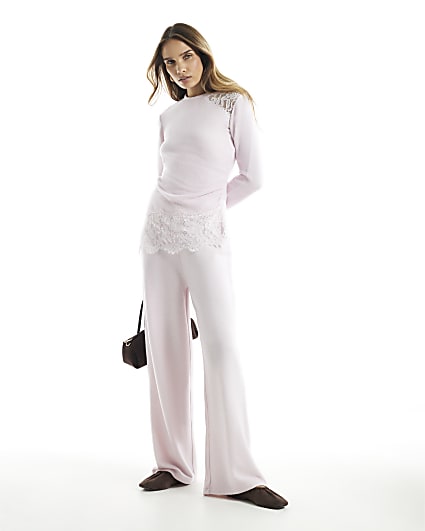 Pink Cosy Wide Leg Trousers