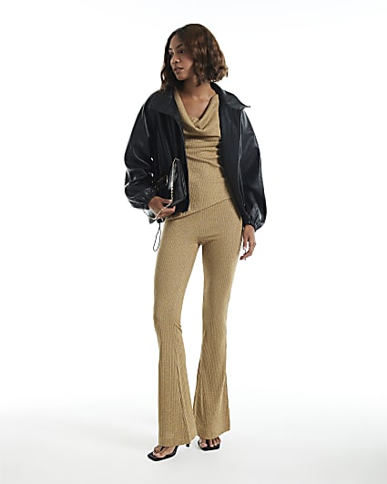 Gold Glitter Kickflare Trousers