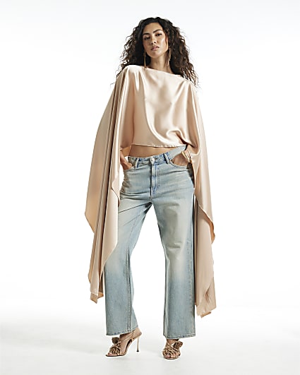 Cream Satin Waterfall Cape