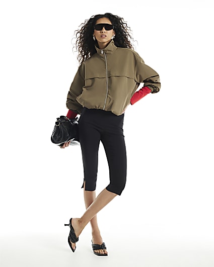 Black Regular Stretch Capri Trousers