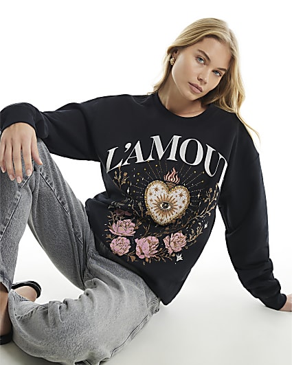 Black Long Sleeve L'Amour Rose Sweatshirt