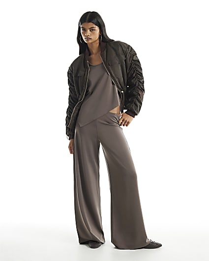 Brown Soft Touch Wide Leg Trousers