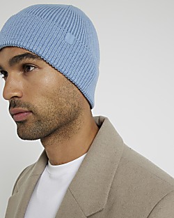 Blue knitted beanie