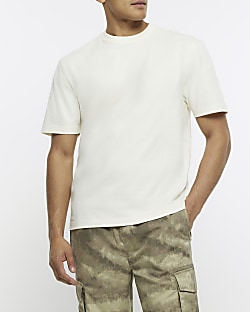 Ecru regular fit t shirt River Island