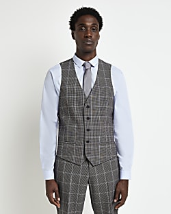 Grey sale plaid waistcoat