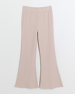 Stone Tie Side Ribbed Flare Pants