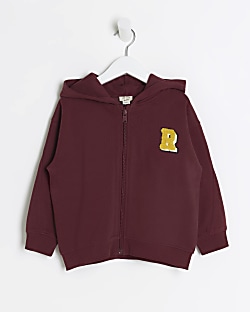 Mini boys red zip up hoodie River Island