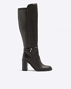 Office all rise black chunky sale heeled two buckle boots