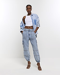 White cuffed hot sale jeans