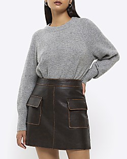 Missguided faux clearance leather mini skirt