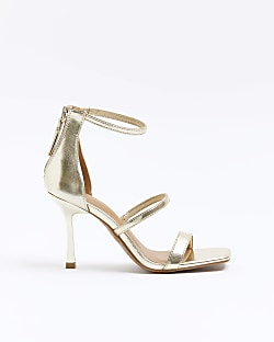 Gold sandals mid on sale heel wide fit