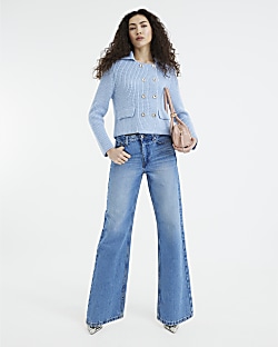 Ecru high waisted relaxed straight jeans | River Island