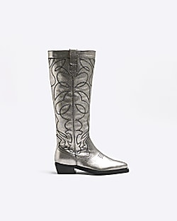 Mens silver sale cowboy boots