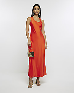 river island orange maxi dress