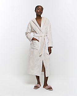 Grey fluffy best sale dressing gown